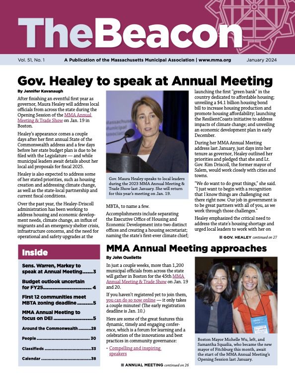 MMA publishes January issue of The Beacon Massachusetts Municipal