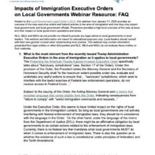 Impacts of Immigration Executive Orders on Local Governments Webinar Resource: FAQ